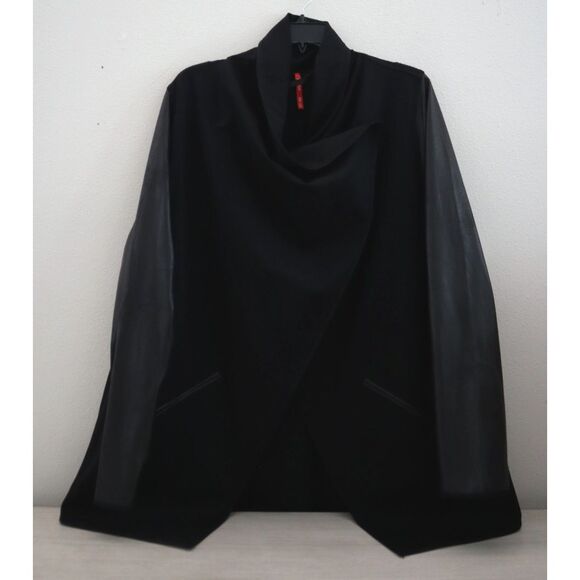 SPANX 50176R Women's Sz 3XL Black PU Leather Convertible Cardigan Jacket - Picture 1 of 9